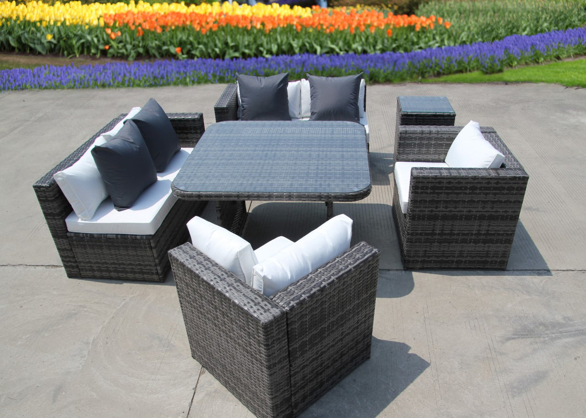 New Rattan Wicker Conservatory Outdoor Garden Furniture Set Corner Din Uk Leisure World 8748